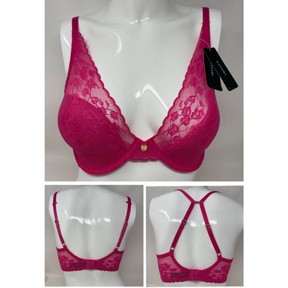 Natori Convertible Bra 32DD Blush Lace Cherry Blossom Plunge Underwire MSRP $76 - Picture 3 of 13